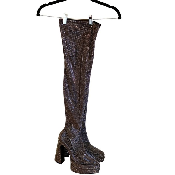 NWOT STEVE MADDEN Sultry Boot in Black Rhinestone, size 7.5 - Picture 3 of 16